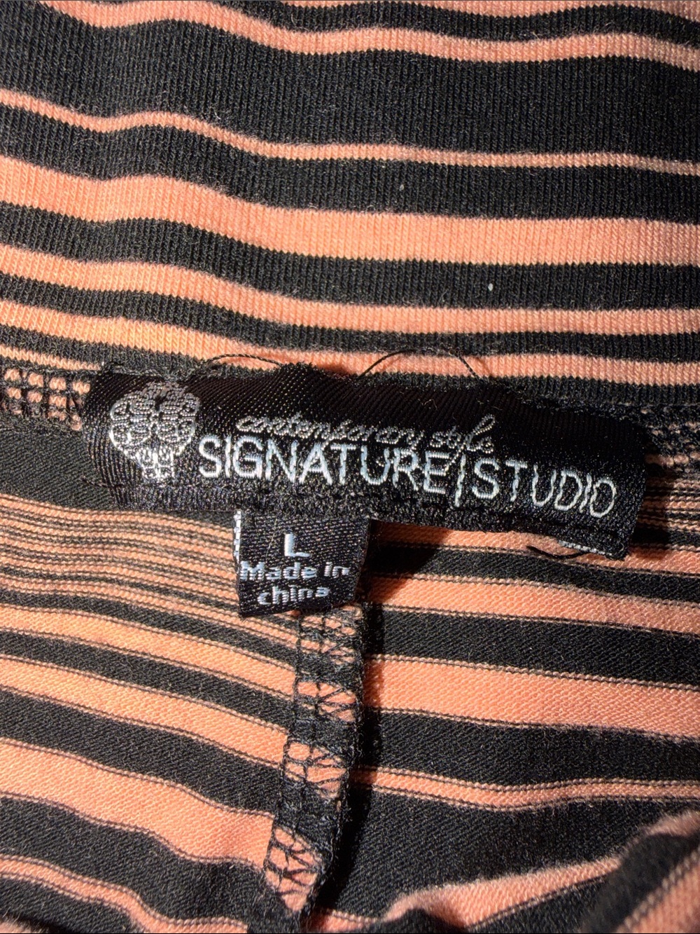 Signature Studio Peach/Coral and Black Striped Maxi Skirt - Picture 2 of 4